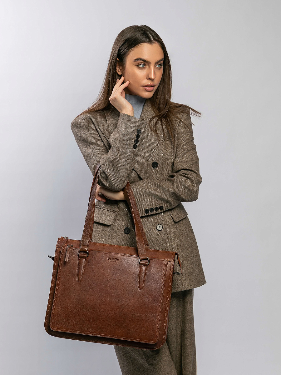 Женская сумка Dr.Koffer из натуральной кожи коричневая