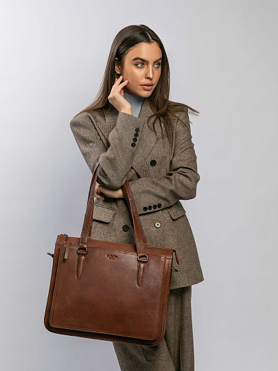 Женская сумка Dr.Koffer из натуральной кожи коричневая