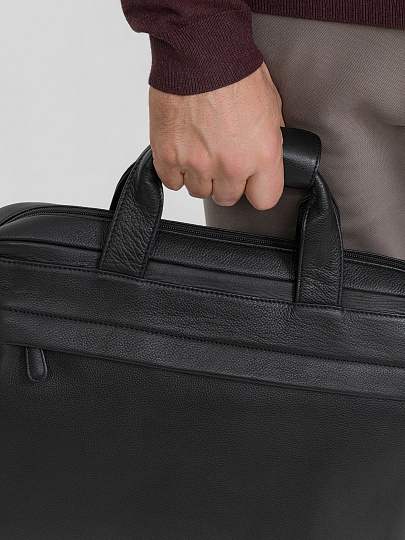 Деловая сумка Dr.Koffer из натуральной кожи черная