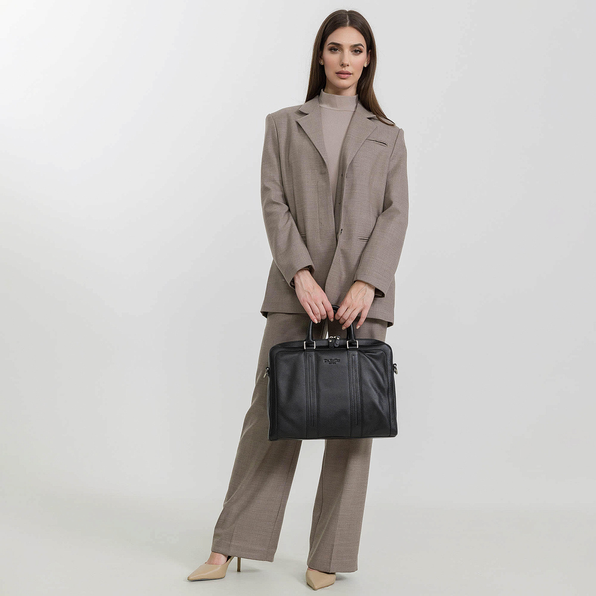 Деловая сумка Dr.Koffer из натуральной кожи черная