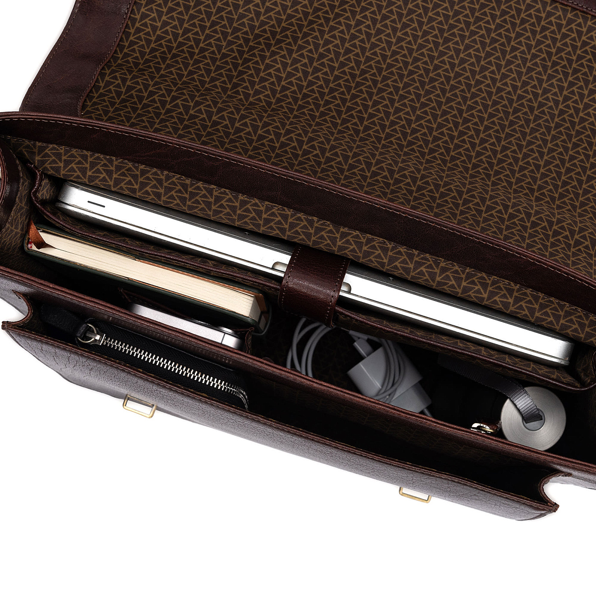 Портфель Dr.Koffer из натуральной кожи темно-коричневый