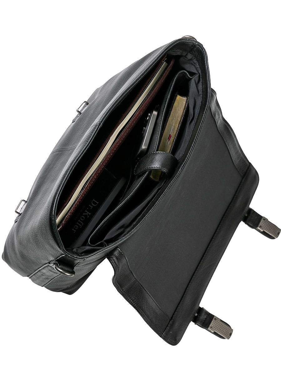 Портфель Dr.Koffer из натуральной кожи черный