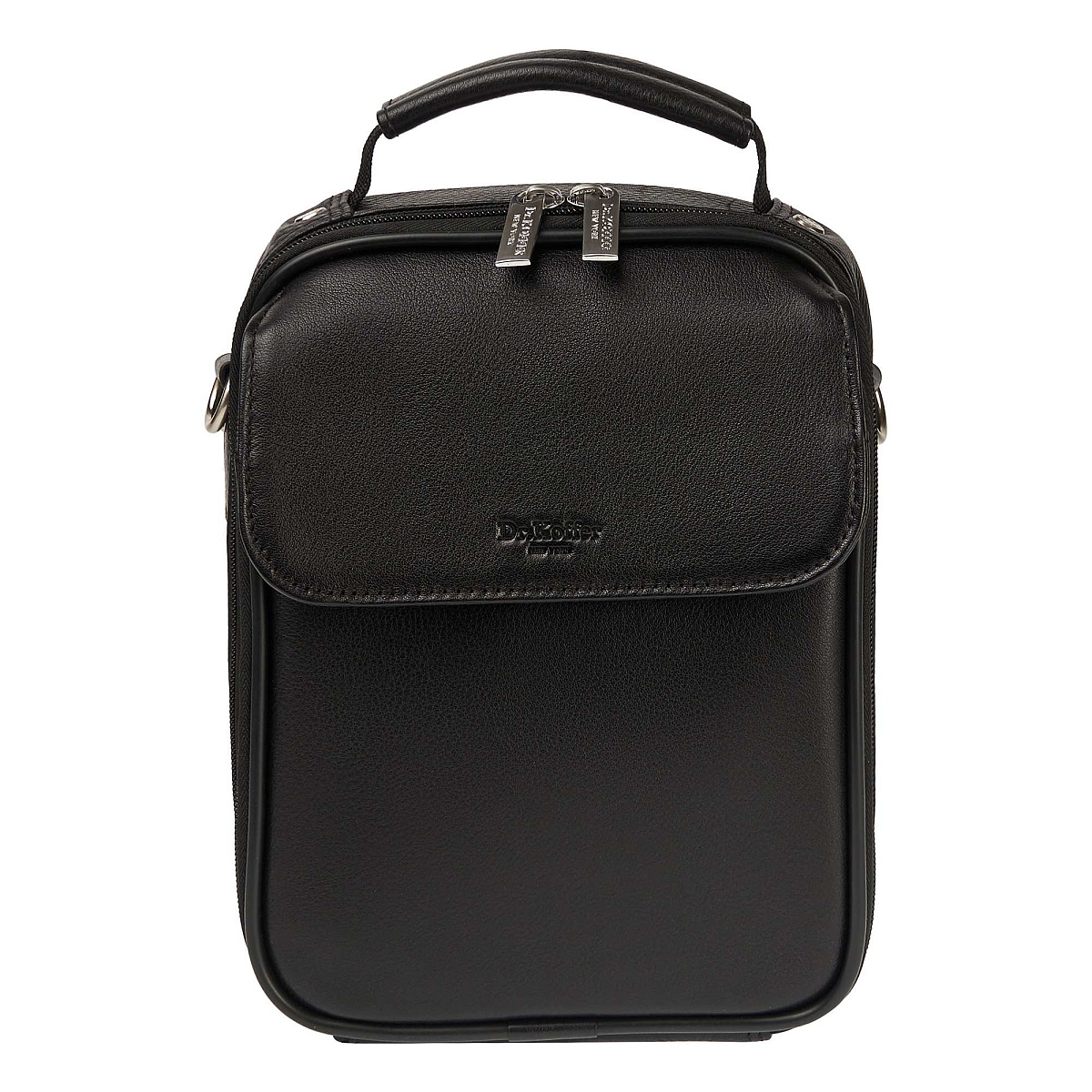 Черная кожаная сумка для документов с теснением Dr.Koffer B216170-02-04