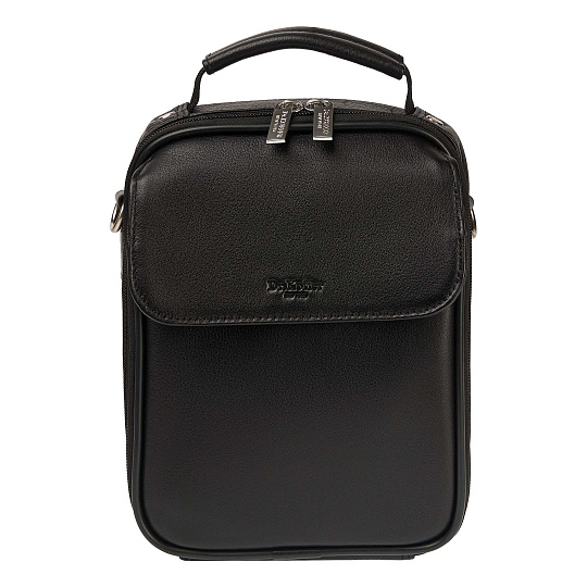 Черная кожаная сумка для документов с теснением Dr.Koffer B216170-02-04