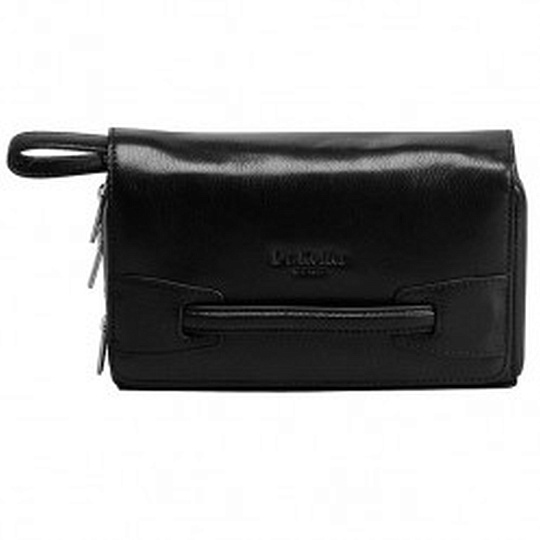 Сумка из черной кожи с двумя отделениями и клапаном на скрытых магнитах Dr.Koffer B402154-02-04