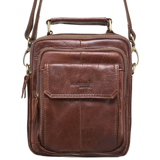 Коричневая кожаная сумка с двумя карманами на молнии Dr.Koffer 812215-21-09