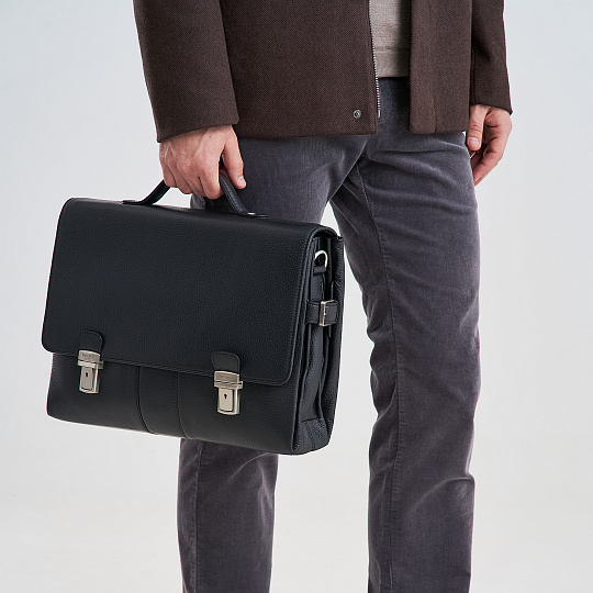 Портфель Dr.Koffer из натуральной кожи черный