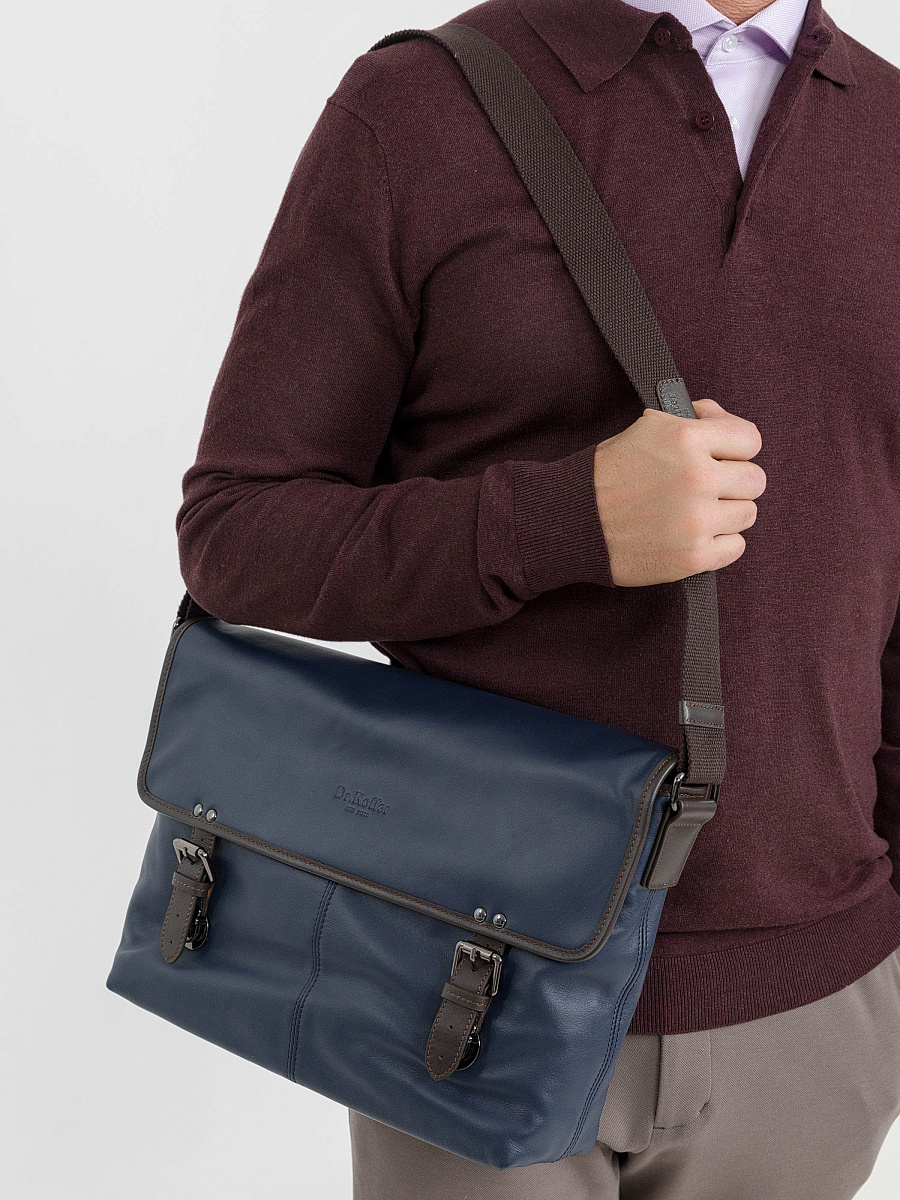 Сумка через плечо Dr.Koffer из натуральной кожи синяя