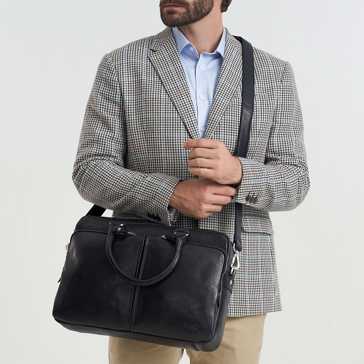 Деловая сумка Dr.Koffer из натуральной кожи черная