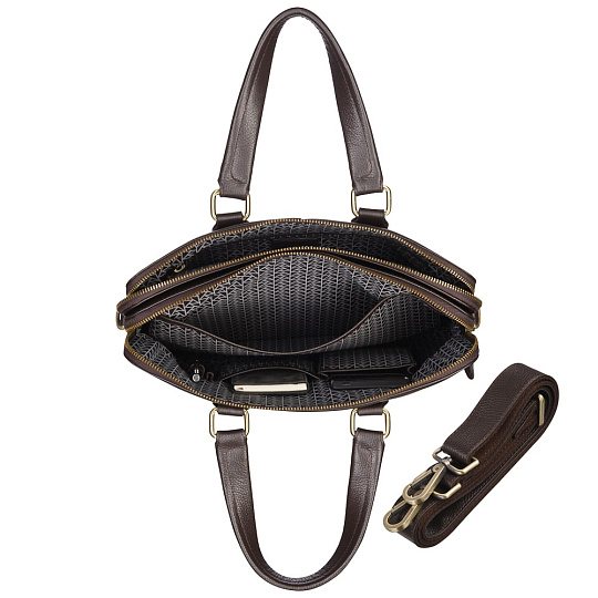 Деловая сумка Dr.Koffer из натуральной кожи темно-коричневая