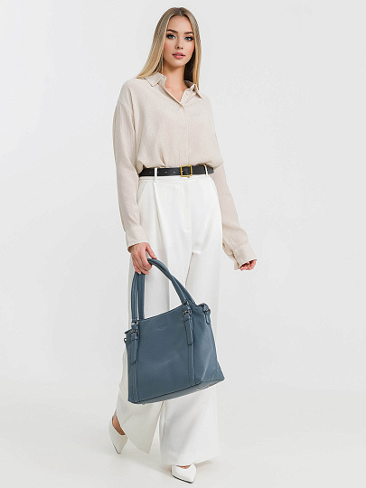 Женская сумка Dr.Koffer из натуральной кожи голубая