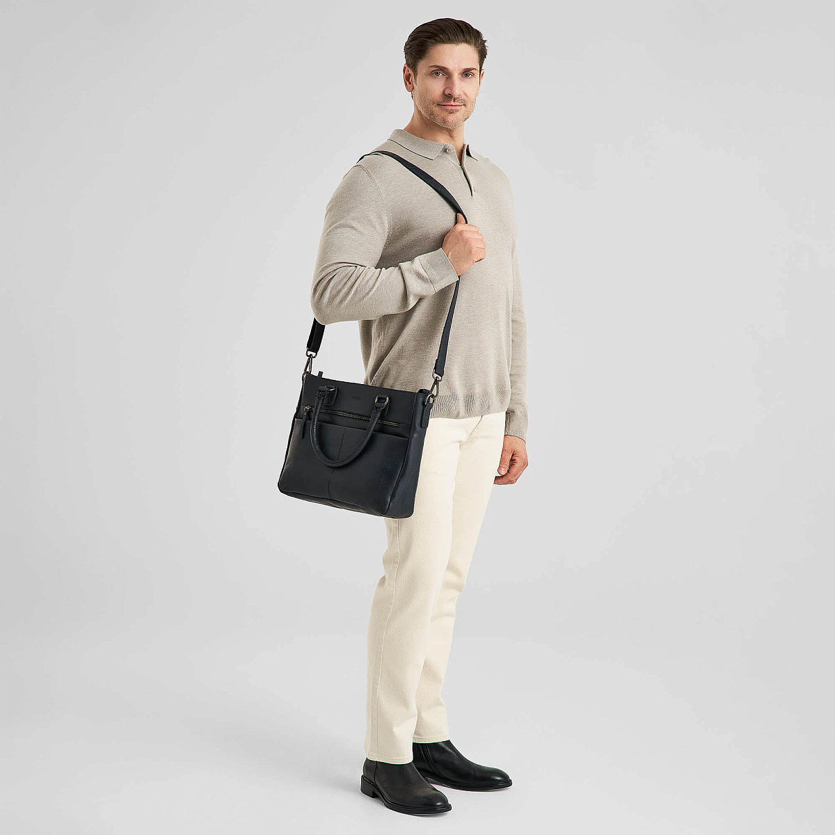 Деловая сумка Dr.Koffer из натуральной кожи синяя