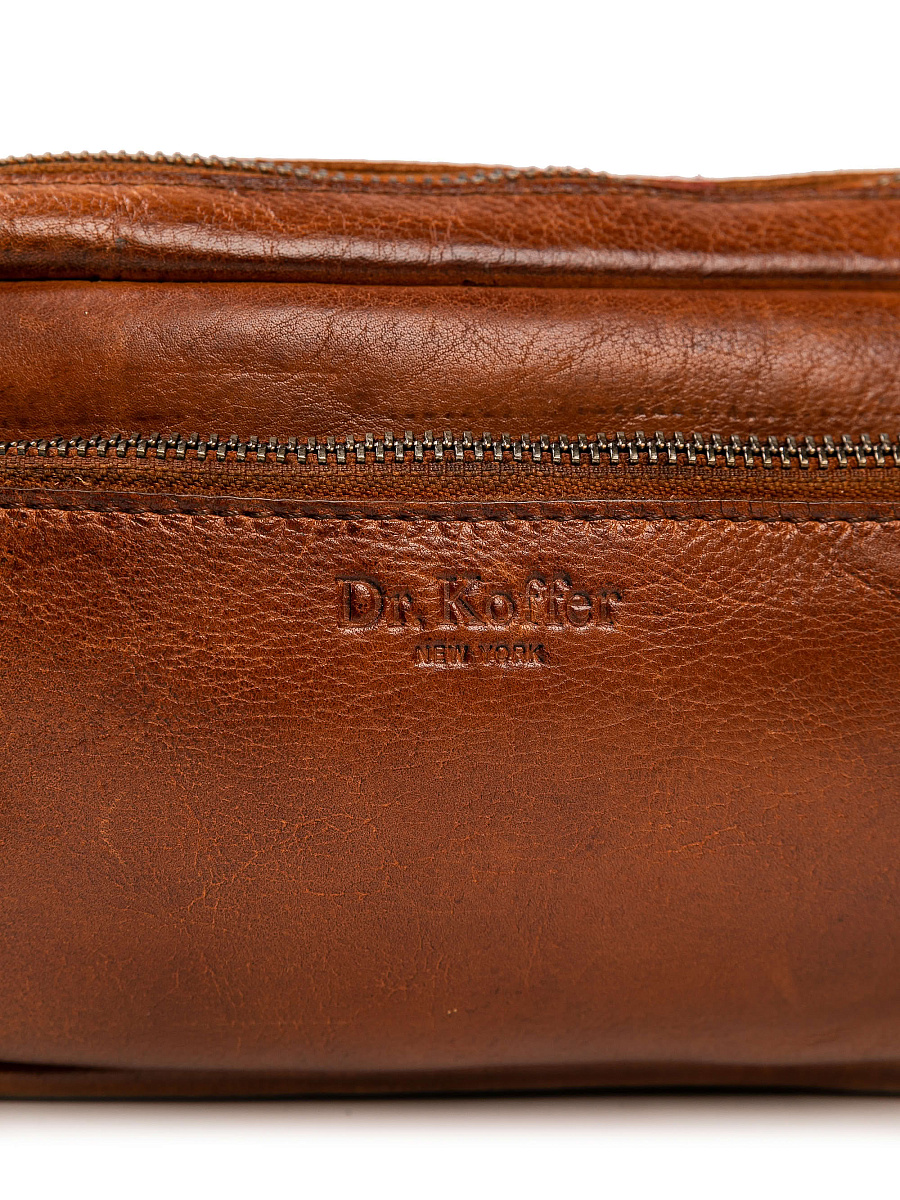 Сумка на пояс Dr. Koffer из натуральной кожи коричневая