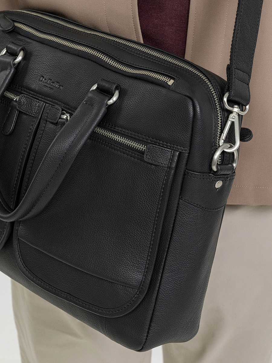 Деловая сумка Dr.Koffer из натуральной кожи черная