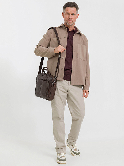 Деловая сумка Dr.Koffer из натуральной кожи темно-коричневая