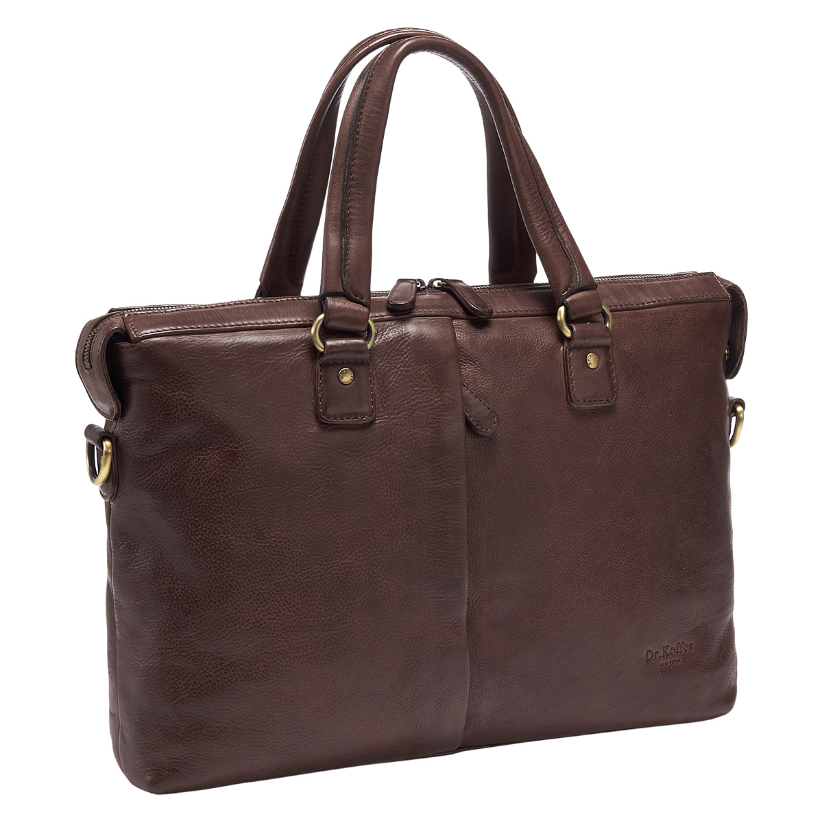 Деловая сумка Dr.Koffer из натуральной кожи темно-коричневая