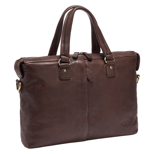 Деловая сумка Dr.Koffer из натуральной кожи темно-коричневая