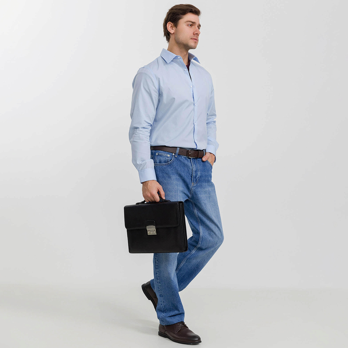 Портфель Dr.Koffer из натуральной кожи черный