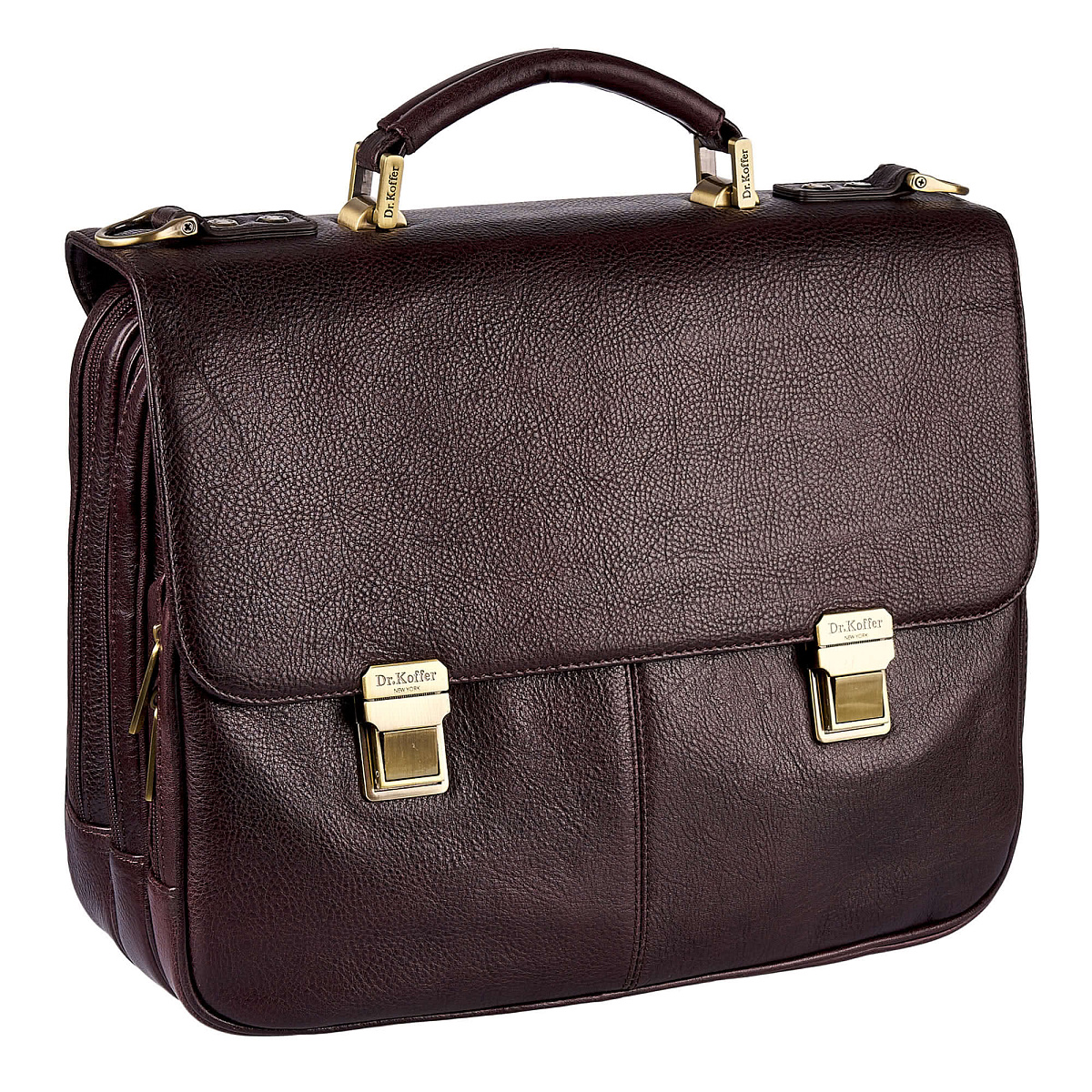 Портфель Dr.Koffer из натуральной кожи темно-коричневый