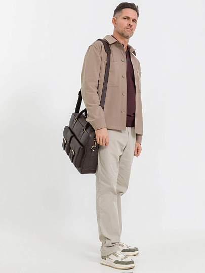 Деловая сумка Dr.Koffer из натуральной кожи темно-коричневая