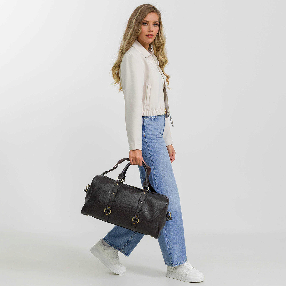 Дорожная сумка Dr.Koffer из натуральной кожи коричневая