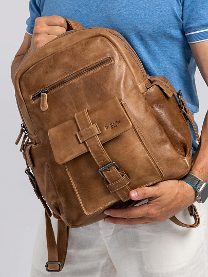 Рюкзак Dr.Koffer из натуральной кожи бежевый