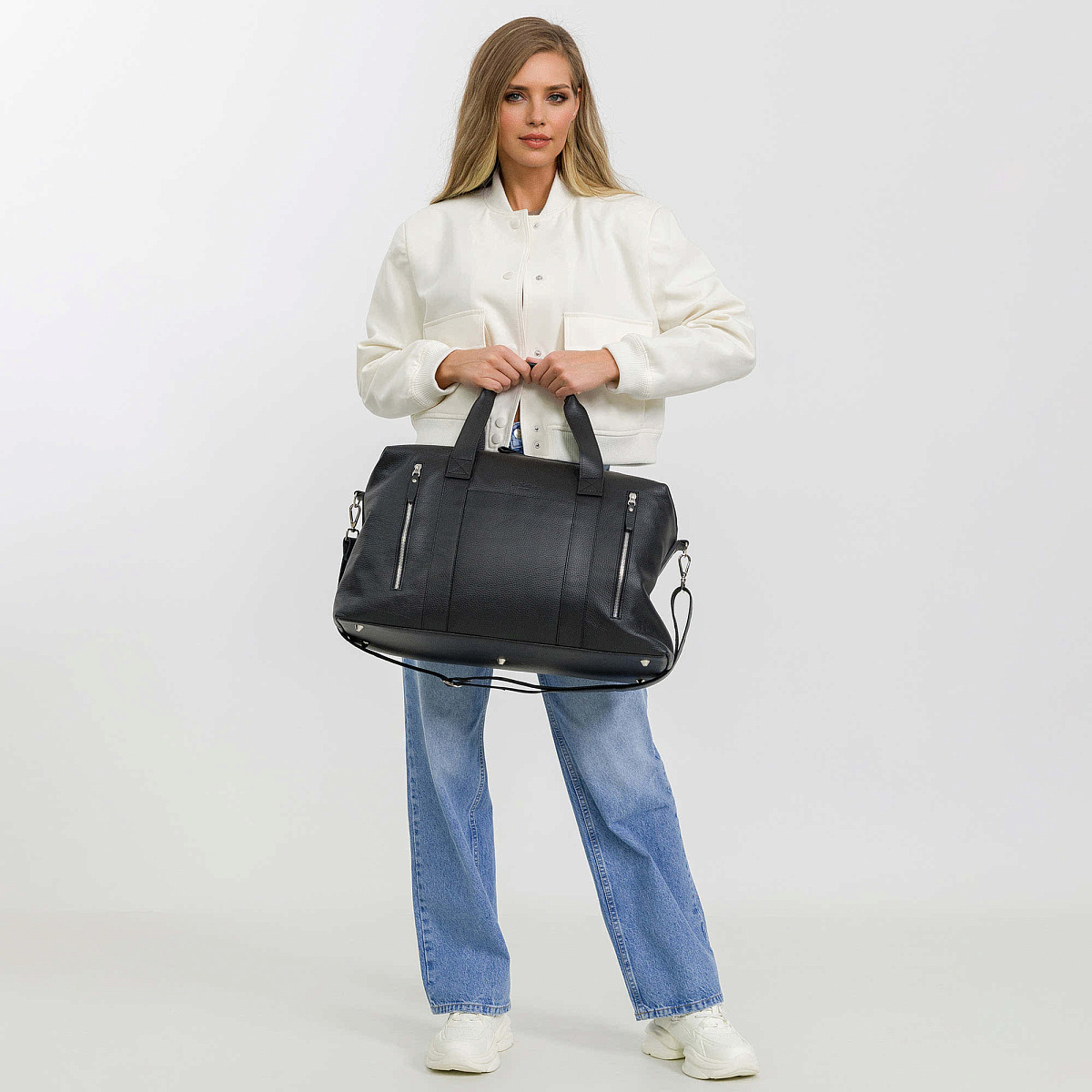 Сумка дорожная Dr.Koffer  из натуральной кожи черная