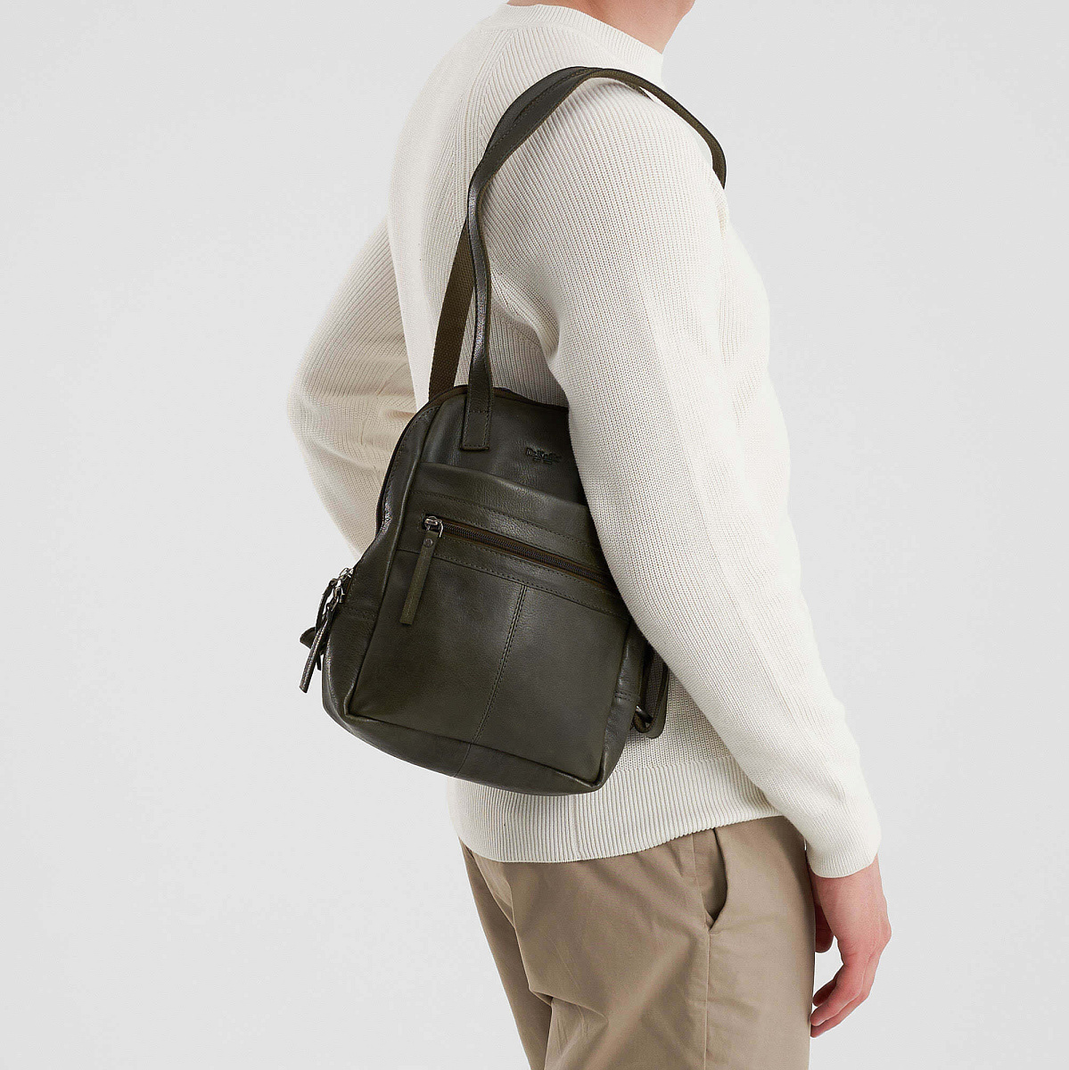 Рюкзак Dr.Koffer из натуральной кожи зеленый