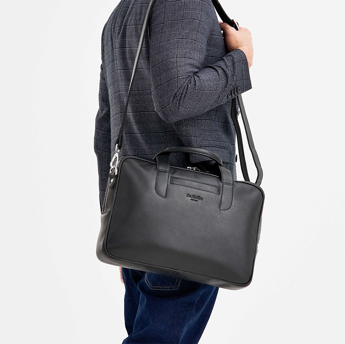 Деловая сумка Dr.Koffer из натуральной кожи черная