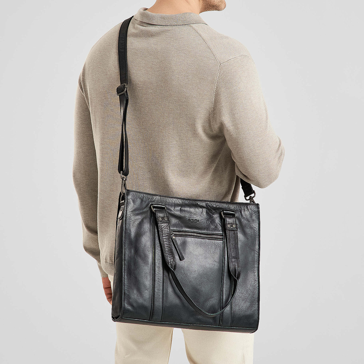 Деловая сумка Dr.Koffer из натуральной кожи черная