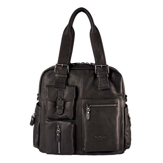 Деловая сумка Dr.Koffer из натуральной кожи черная