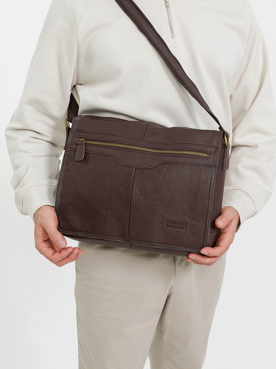 Деловая сумка Dr.Koffer из натуральной кожи темно-коричневая