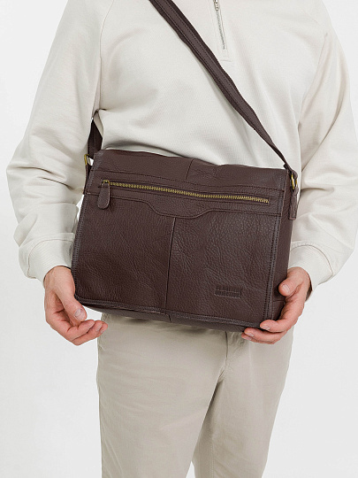 Деловая сумка Dr.Koffer из натуральной кожи темно-коричневая