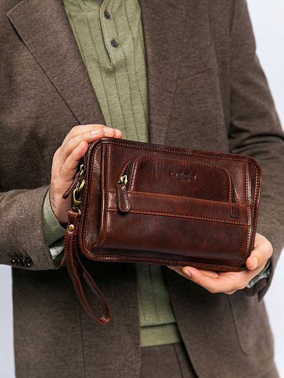 Сумка-визитка Dr. Koffer из натуральной кожи коричневая