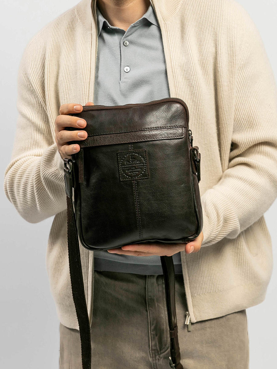 Сумка через плечо Dr.Koffer из натуральной кожи коричневая