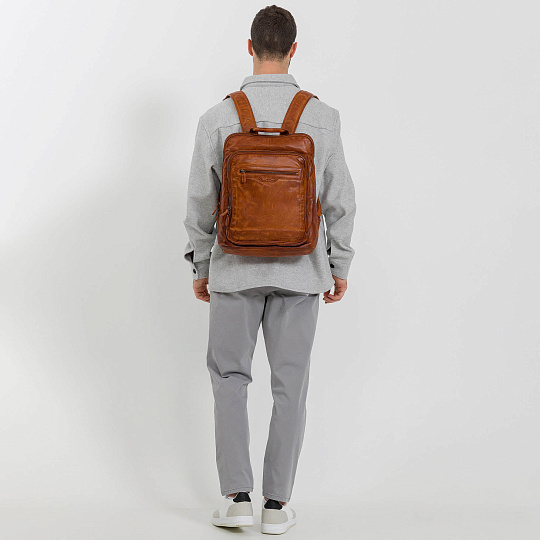 Рюкзак Dr.Koffer из натуральной кожи светло-коричневый