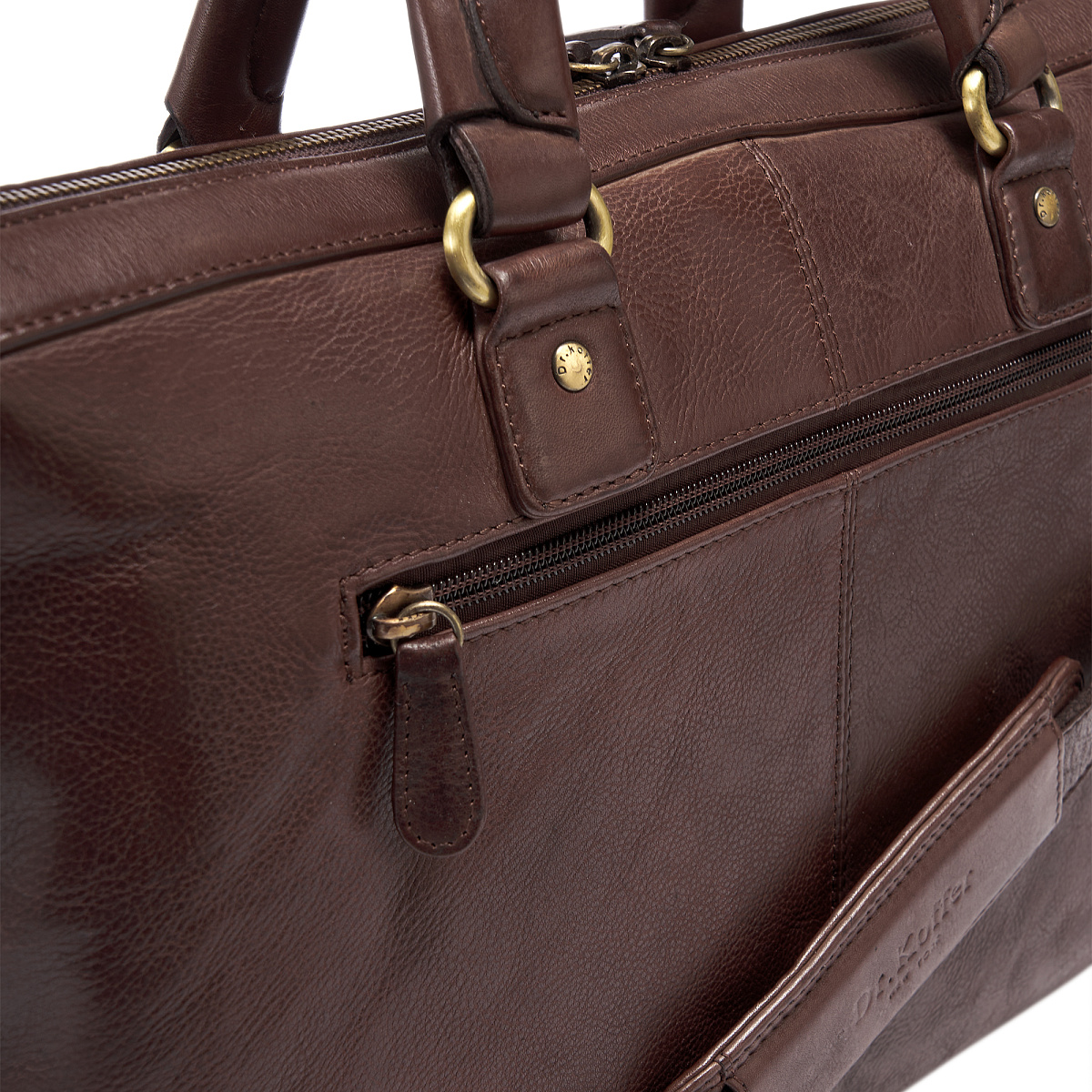 Деловая сумка Dr.Koffer из натуральной кожи темно-коричневая