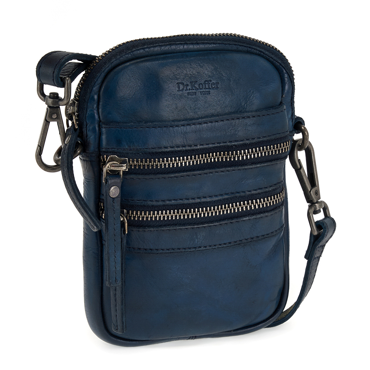 Сумка через плечо Dr.Koffer из натуральной кожи синяя