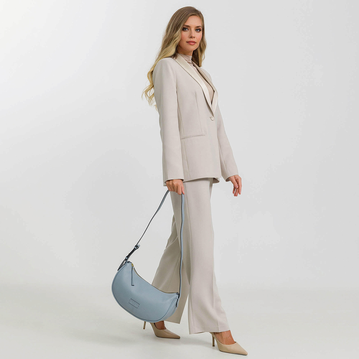 Женская сумка Dr. Koffer из натуральной кожи голубая