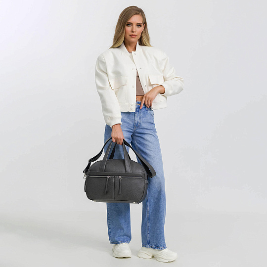 Сумка дорожная Dr.Koffer из натуральной кожи серая