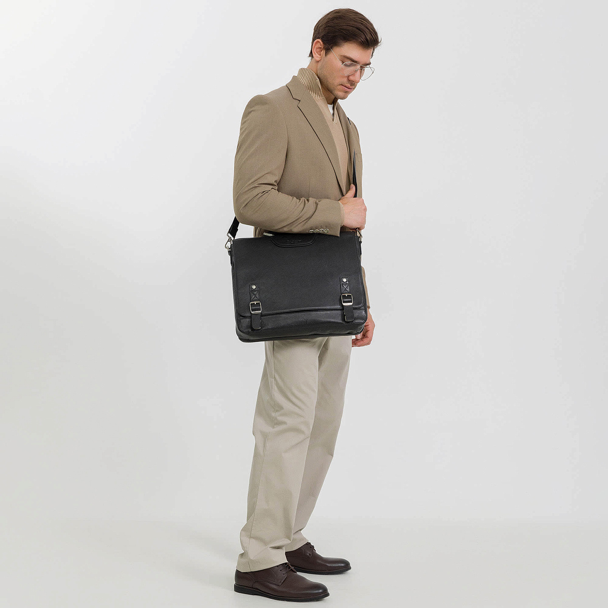 Портфель Dr.Koffer из натуральной кожи черный