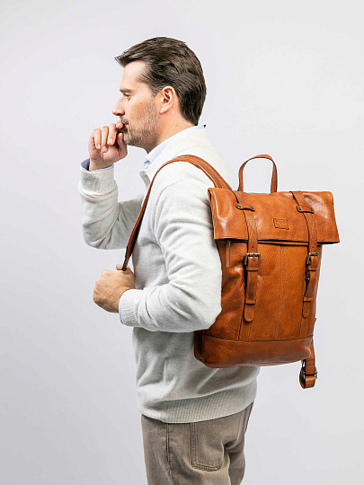 Рюкзак Dr.Koffer из натуральной кожи светло-коричневый