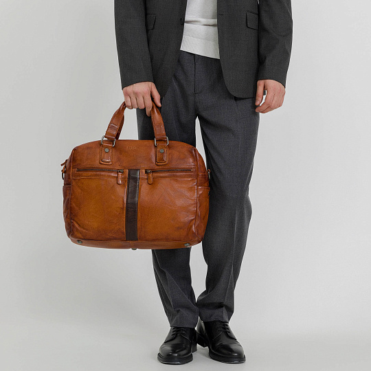 Деловая сумка Dr.Koffer из натуральной кожи коричневая