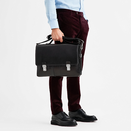 Портфель Dr.Koffer из натуральной кожи черный