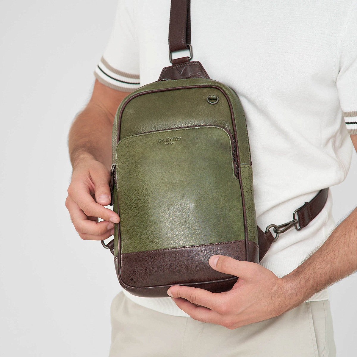 Рюкзак Dr.Koffer из натуральной кожи зеленый