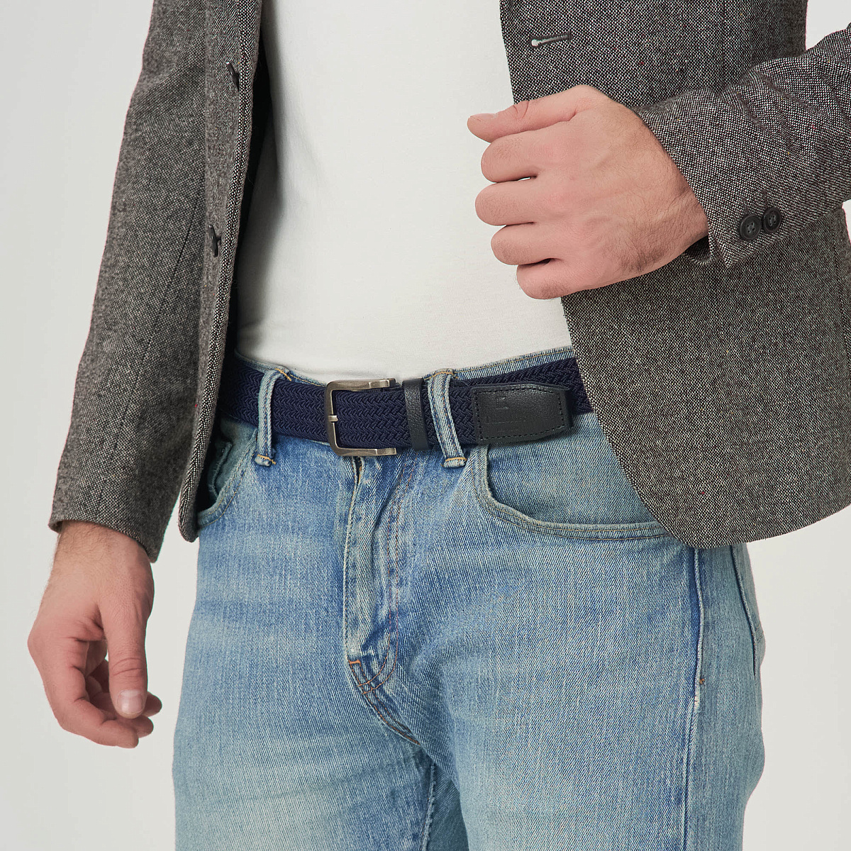 Ремень Dr.Koffer из натуральной кожи и текстиля синий