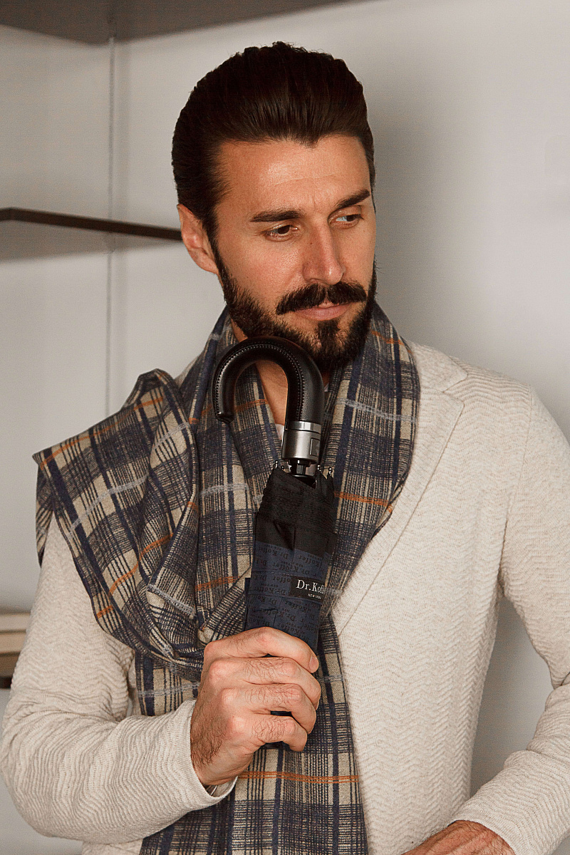 Синий мужской зонт автомат  Dr.Koffer 