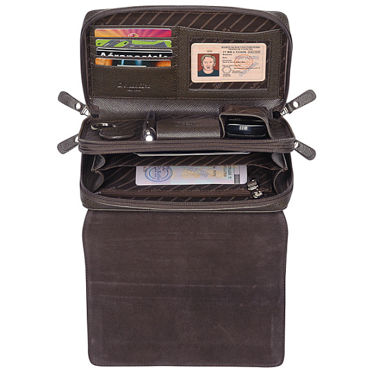 Мужская кожаная сумка визитка коричневого цвета Dr.Koffer B402499-141-09