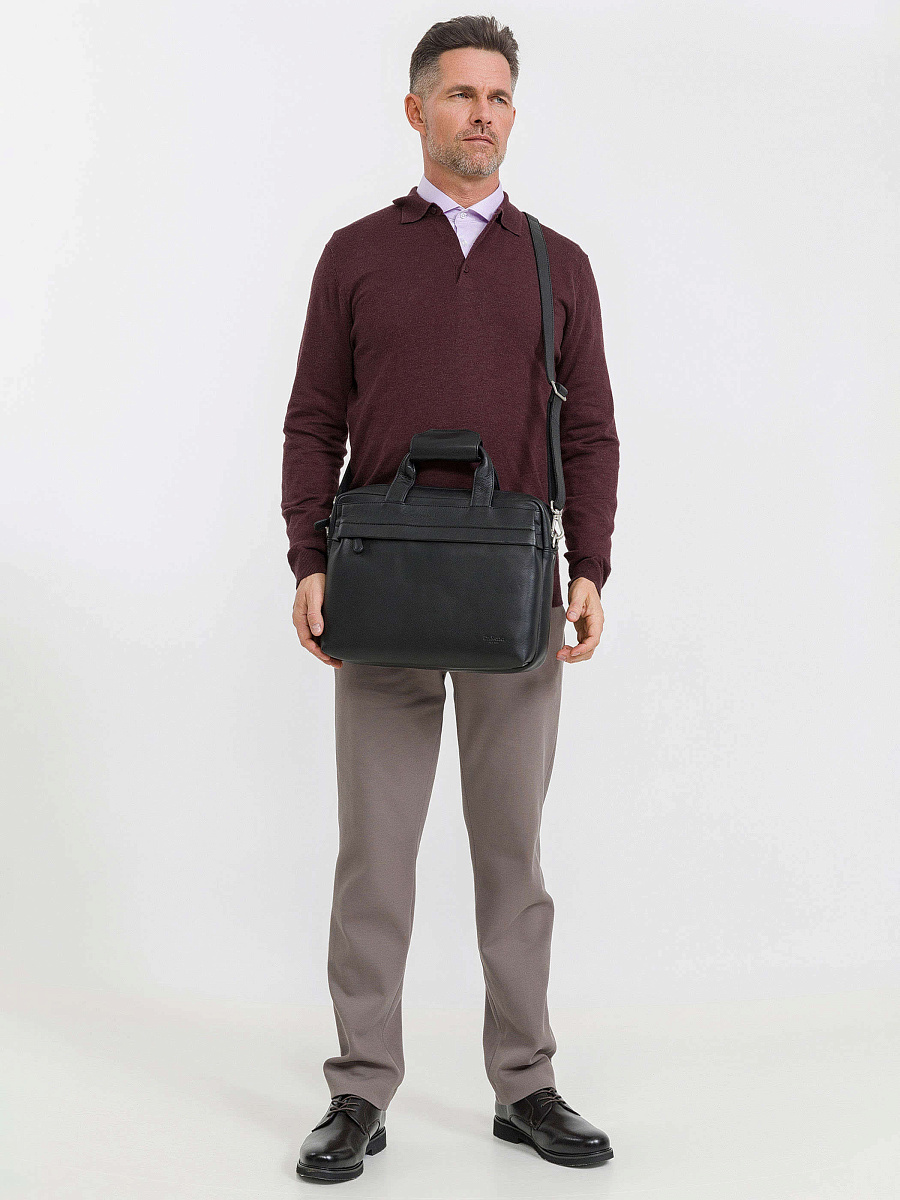 Деловая сумка Dr.Koffer из натуральной кожи черная