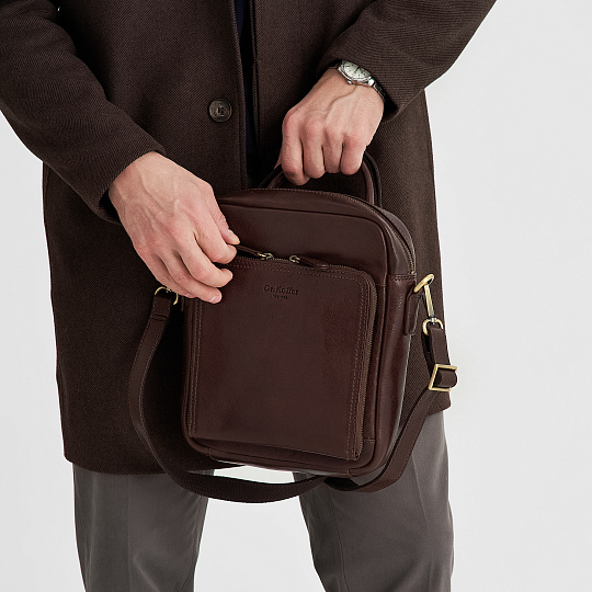 Сумка через плечо Dr.Koffer из натуральной кожи коричневая